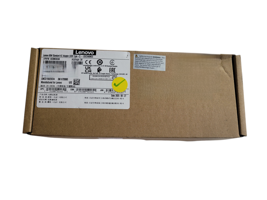 Lenovo ThinkPad 65W USB-C Slim AC Adapter Charger 4X20V24674 Genuine Q