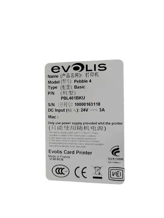 Evolis Pebble 4 Basic PBL401BKU ID Thermal ID Card Printer, READ _