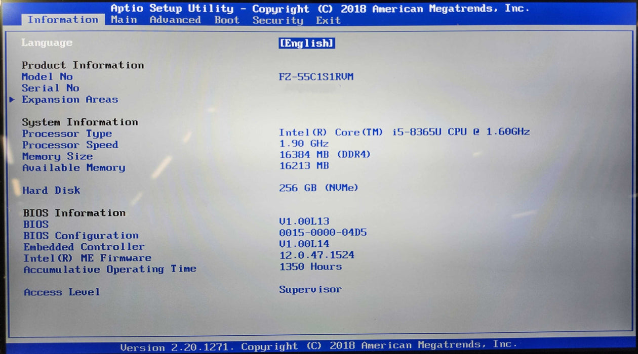 Panasonic Toughbook FZ-55 Touch Intel Core i5-8365U 16GB 256GB NVMe 1350hrs  Lap200
