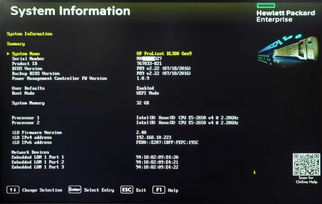 HP PL DL380 G9 2U 4x 3.5", 2x Xeon E5-2650 v4 2.20GHz, 32GB DDR4, 2x PSU Q_