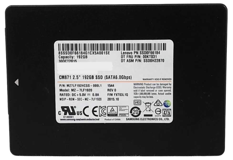 192GB SATA 2.5" 7mm 6Gb/s Samsung CM871 SSD - MZ-7LF1920 Q+