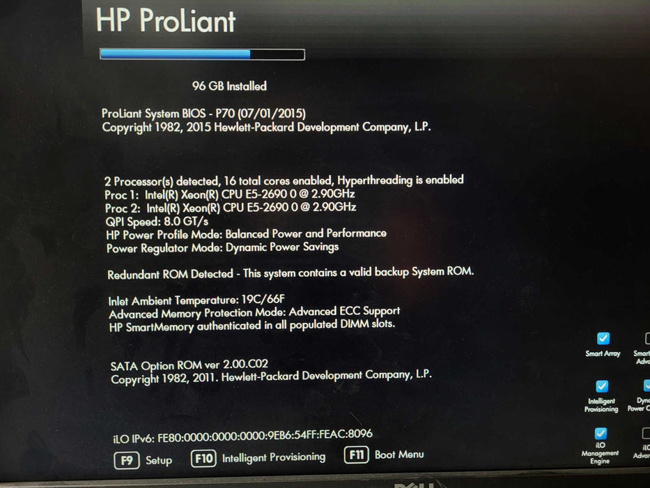 HP ProLiant DL380p Gen8 2x E5-2690 0 @ 2.9GHz 96GB RAM P420i 2x PSU 2.5" $