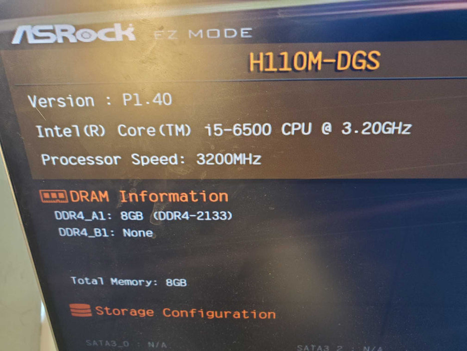 Custom PC, ASROCK H110M-DGS, i5-6500, 8GB DDR4, COIRSAIR CX650M, NO HDD