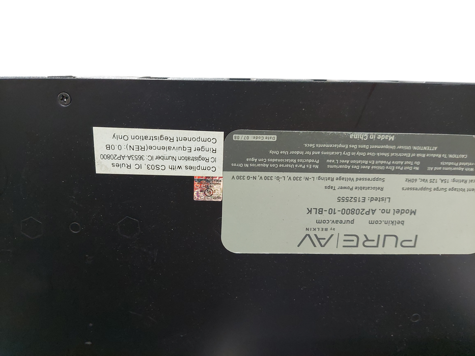 Belkin Pure AV Home Theatre Power Center Model: AP20800-10-BLK =