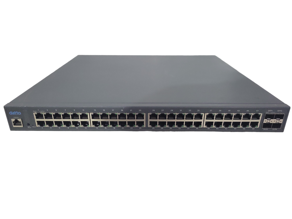Datto E48 48-Port Gigabit PoE+ Cloud Managed L2 Switch with 4 Dual-Speed SFP !