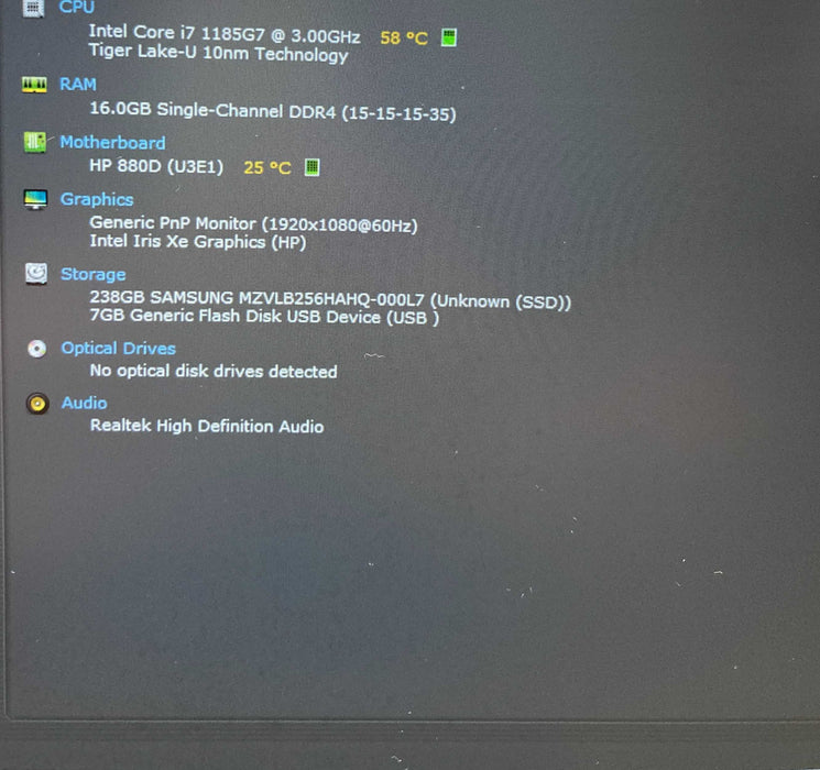 HP EliteBook 840 G8 Core i7-1185G7@2GHz 16GB  RAM 256GB SSD  Lap200