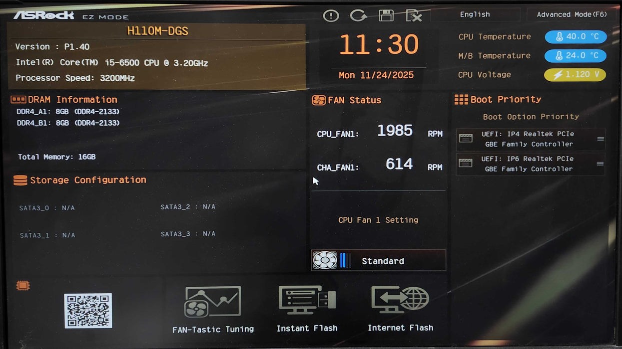 Custom PC, ASRock H110M-DGS i5-6500, 16GB DDR4, GTX1050Ti 4GB, No HDD