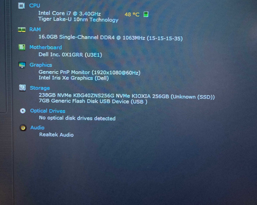 Dell Vostro 15 5510 Core i7-11390H@3.4GHz 16GB RAM 256GB SSD READ!   Lap200