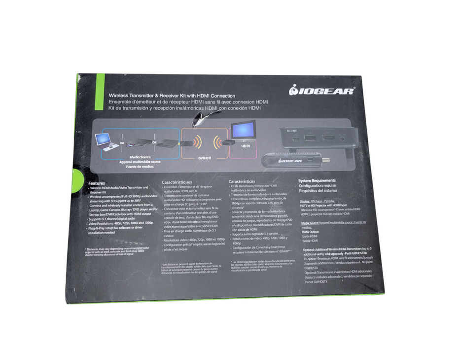 IOGEAR Wireless Transmitter & Receiver Kit w/ HDMI Connection (NEW) %