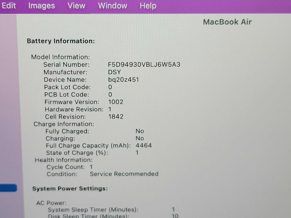 Apple Macbook Air 2019 13" 2-Core i5-8210Y @ 1.6GHz 16GB DDR3 250GB SSD