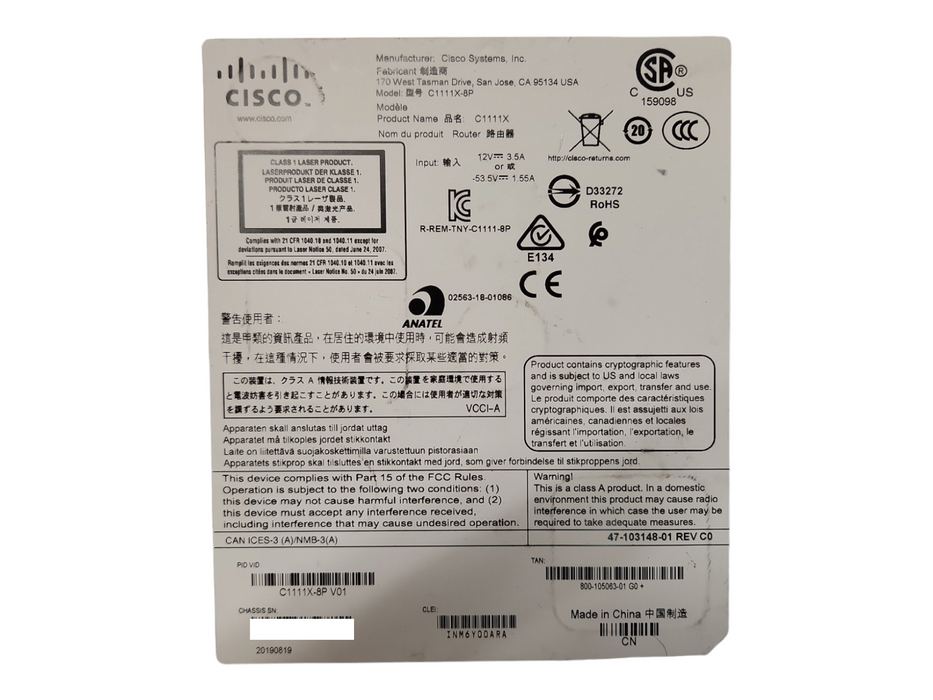 Cisco C1111X-8P ISR 1100 8 Ports Dual GE WAN Gigabit Router Q