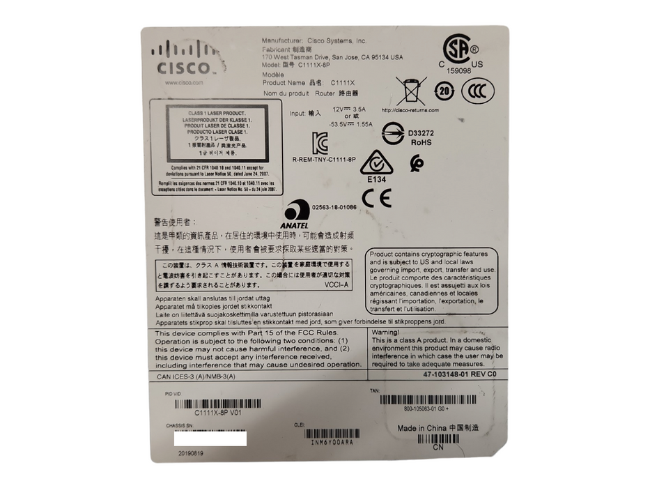 Cisco C1111X-8P ISR 1100 8-Port Dual GE WAN Gigabit Router Q