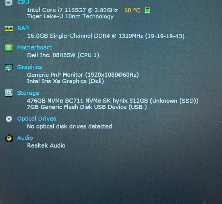 Dell Vostro 15 3510 Core i7-1165G7@2.8GHz 16GB RAM 512GB SSD  Lap200