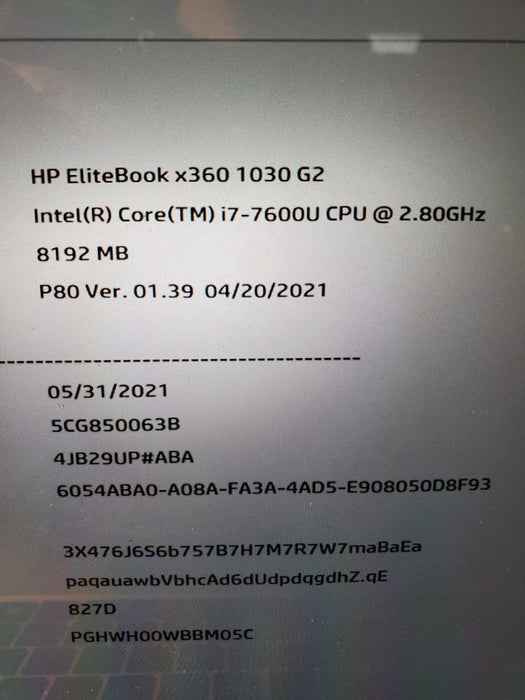 HP EliteBook x360 1030 G2 i7-7600U 2.8GHz 8GB 256GB TOUCH NO OS  Lap200