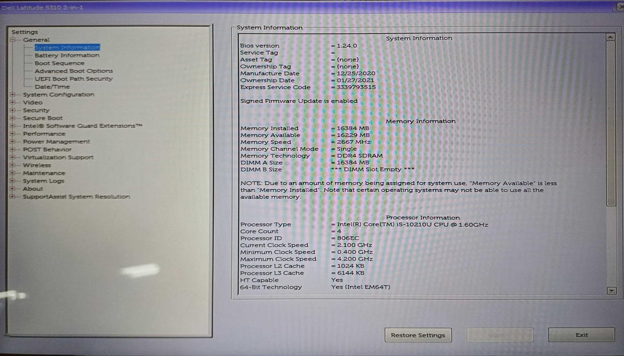 Dell Latitude 5310 2-in-1, i5-10210U 1.70GHz, 16GB DDR4, 512GB NVMe, No AC  Lap200
