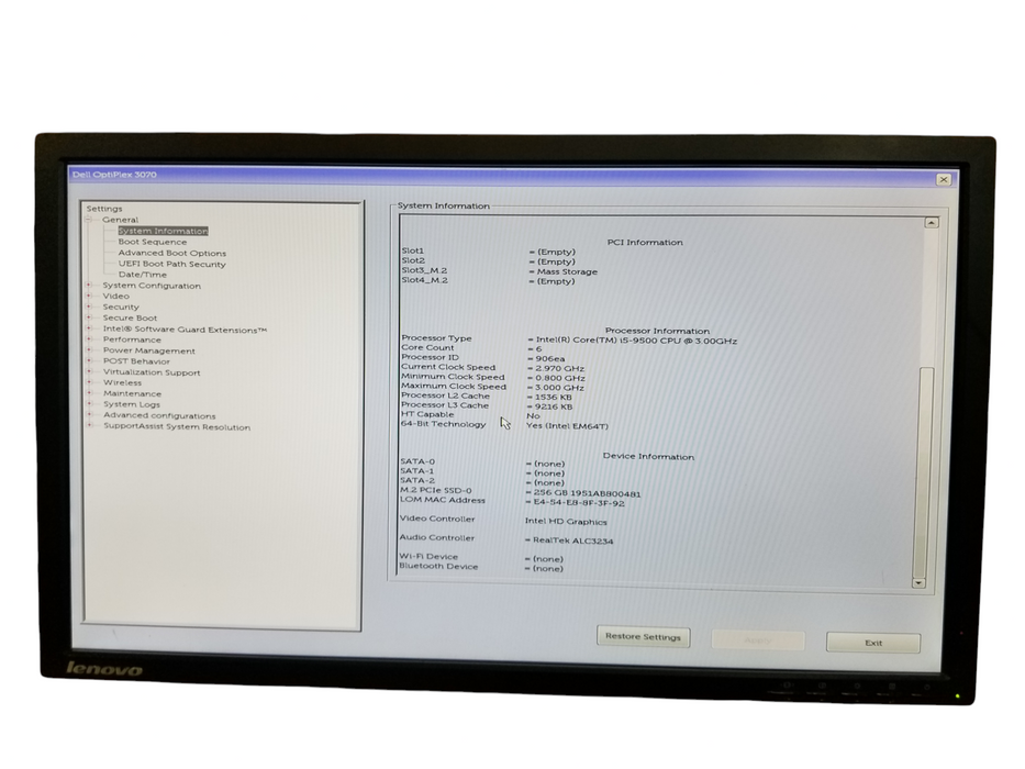 Dell OptiPlex 3070 SFF | Intel Core i5-9500 @3.00GHz, 16GB DDR4, 256GB NVMe Q
