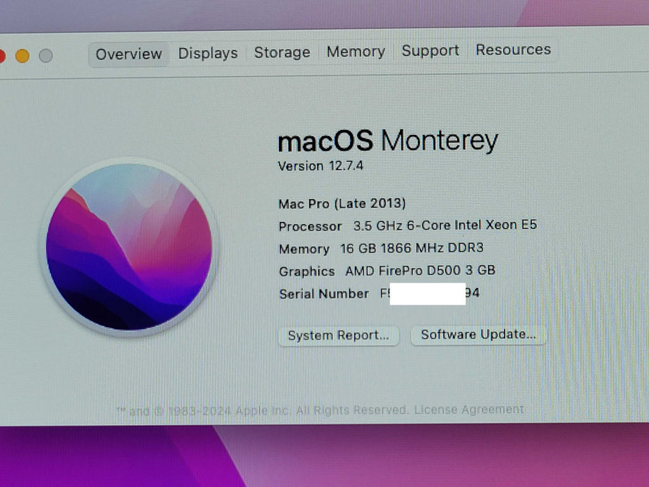Apple Mac Pro Late 2013, Xeon E5-1650v2 3.5 GHz 6 Core, 16GB RAM, 128GB SSD _