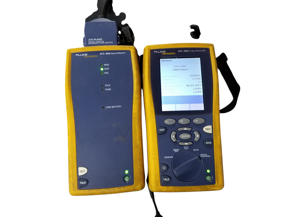 Fluke Networks DTX-1800 CableAnalyzer & SmartRemote + 2x DTX-PLA002 Link Adapter