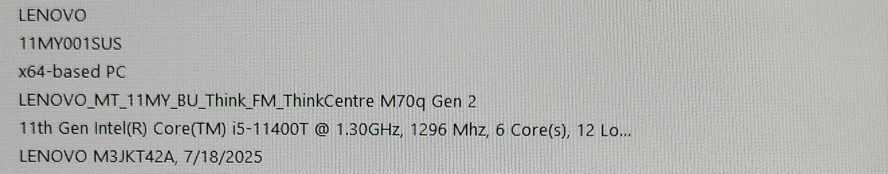 Lenovo ThinkCentre Mini M70q Gen2, Core i5-11400T 8GB RAM, 256GB M.2, READ _