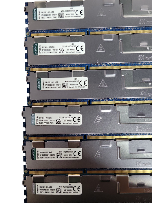Lot of 12x Kingston KTH-PL310QLV/32G 32GB PC3-8500 ECC RDIMM Server RAMs _