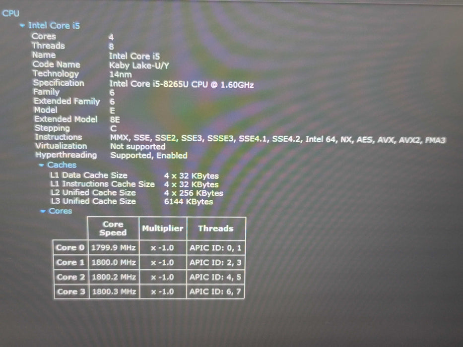 Lenovo ThinkPad T490 i5-8265U 16GB DDR4 256GB SSD β BudLap