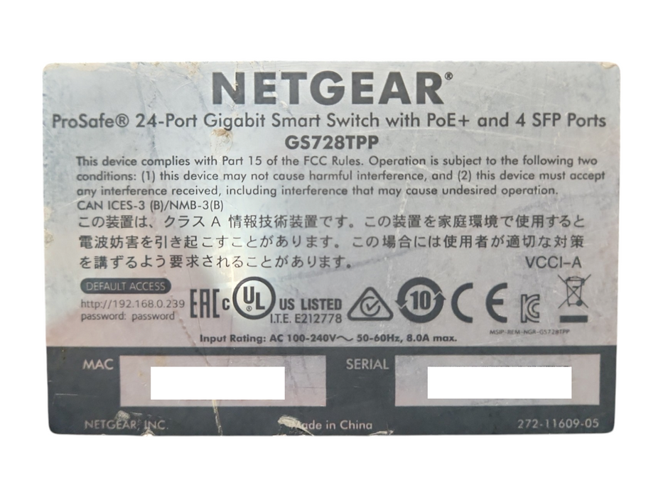 Netgear GS728TPP Gigabit PoE+ Smart Managed Switch