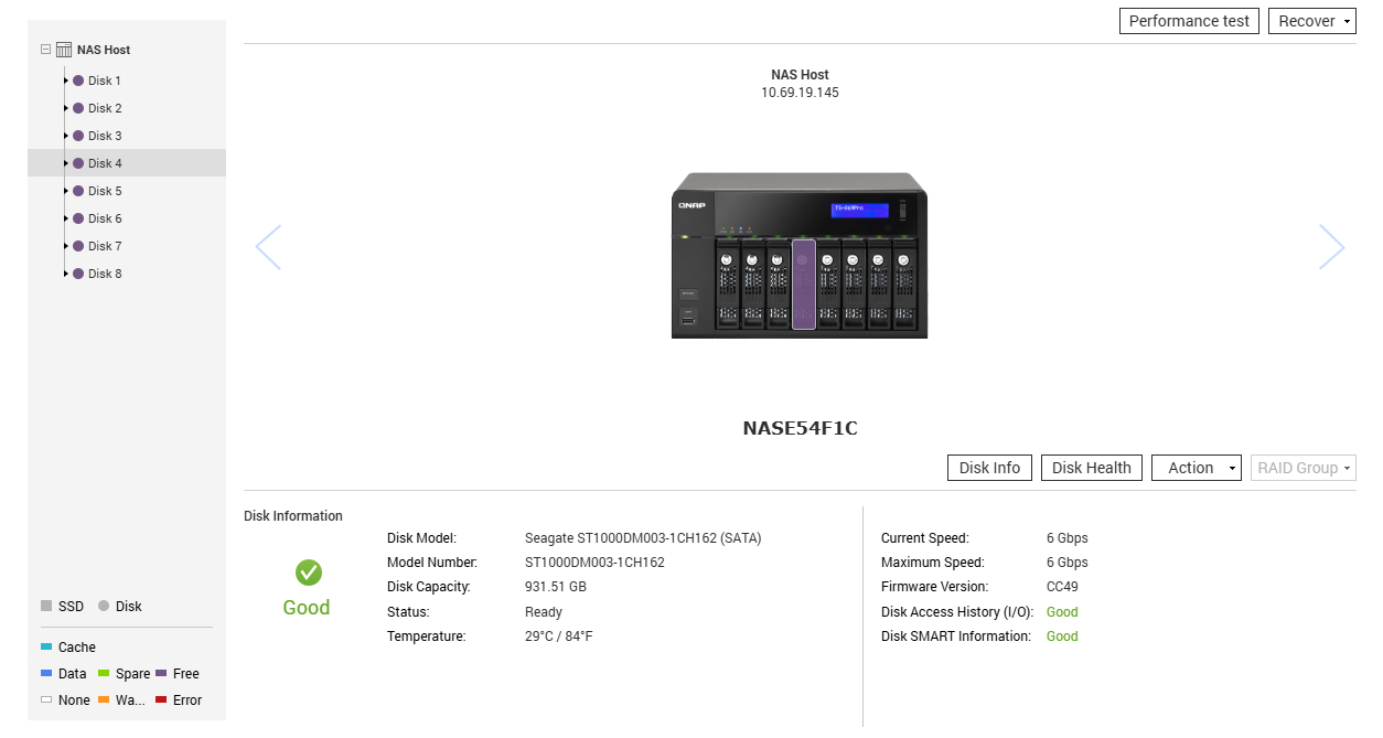 Qnap TS-869 PRO 8 Bay NAS w/ 4x1TB & 4x 3TB HDDs
