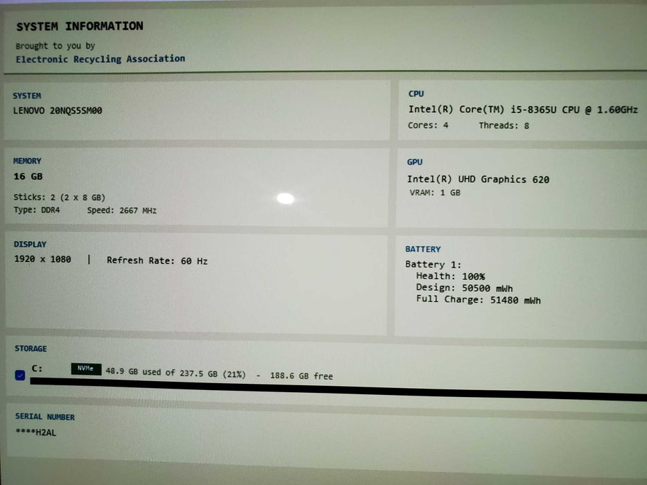 Lenovo ThinkPad X390 13.3" Touch Yoga Core i5-8365U 16GB RAM 256GB SSD  Lap200
