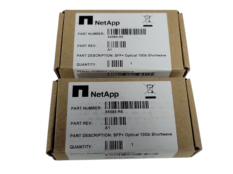 Lot of 2x New Netapp X6589-R6 SFP Optical 10Gb Shortwave transceivers _