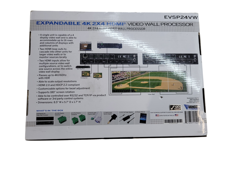Vanco EVOLUTION - EVSP24VW Expandable 4K 2x4HDMI Video Wall Processor %