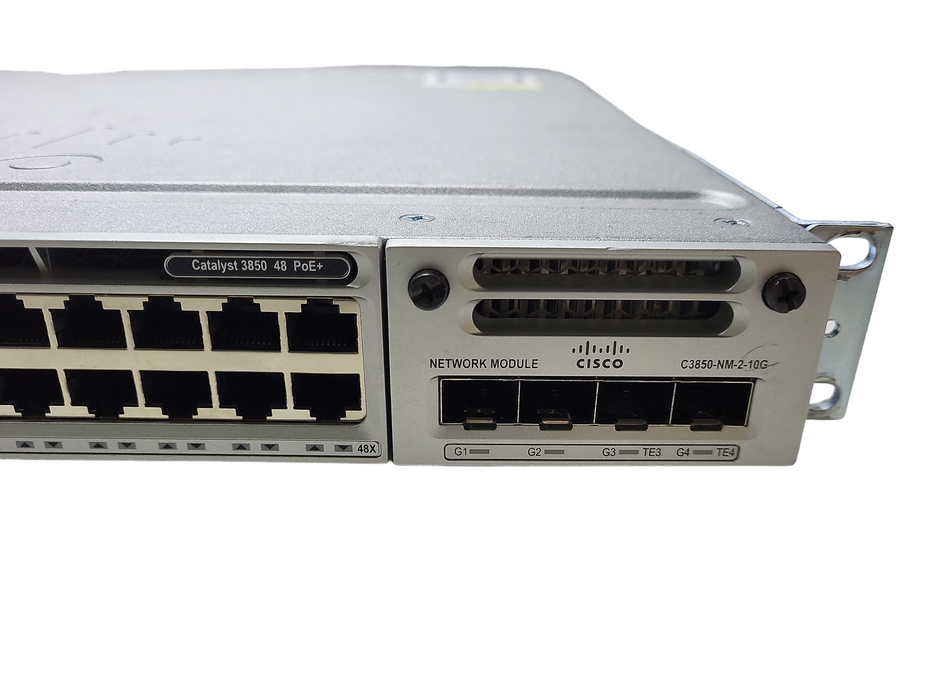 Cisco WS-C3850-48F-S | C3850-NM-4-10G Mod | 2x750W PSU $