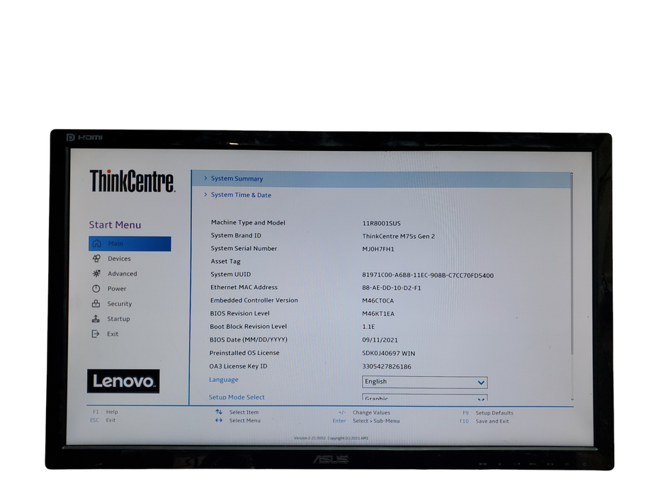 Lenovo ThinkCentre M75s Gen 2, Ryzen 5 PRO 5650G, 8GB PC4, 256GB NVMe No OS