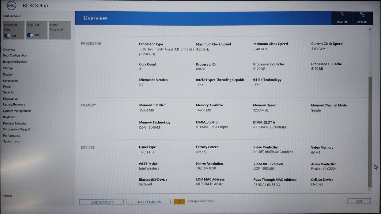 Dell Latitude 5420, i5-1135G7 2.40GHz, 16GB DDR4, 256GB NVMe, FR KB, SEE  Lap200