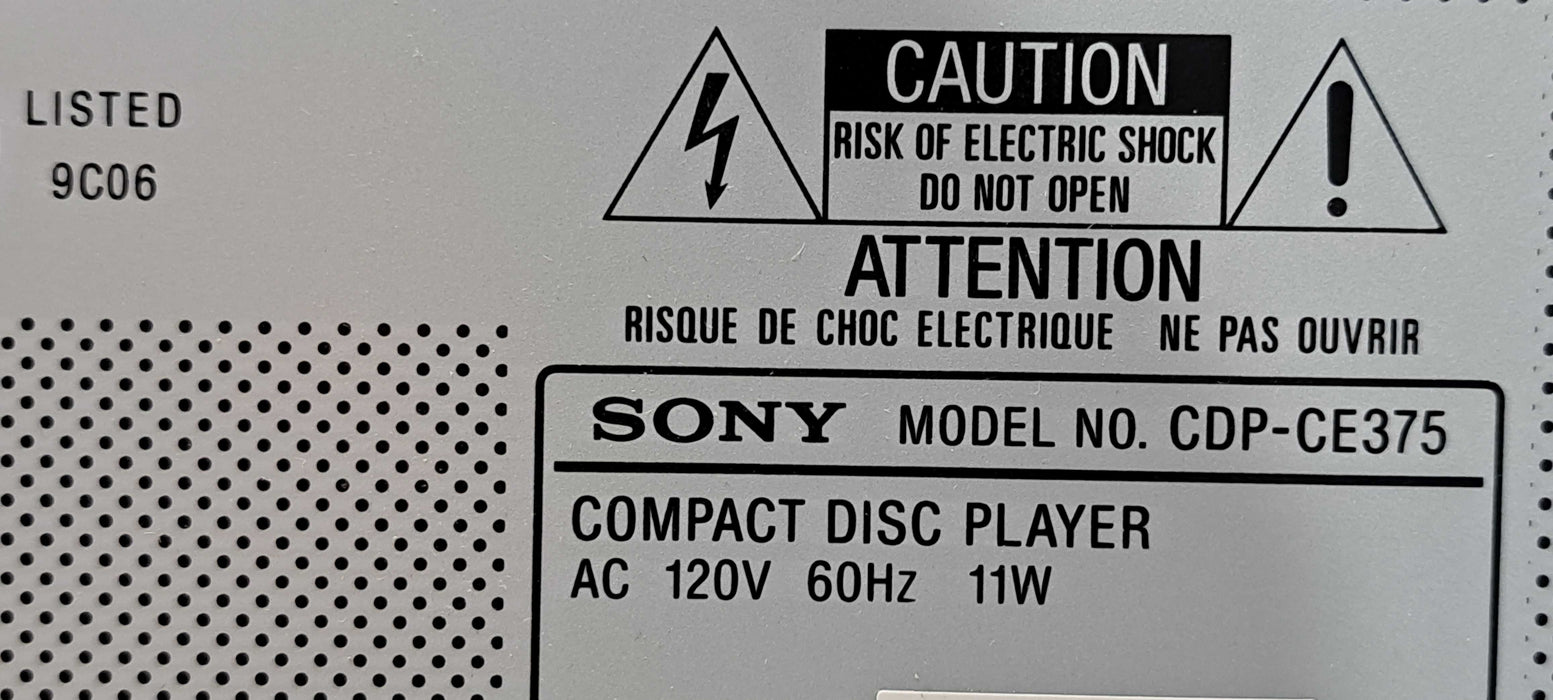 Sony CDP-CE375 Compact Disc 5 Disc CD Player Changer Carousel