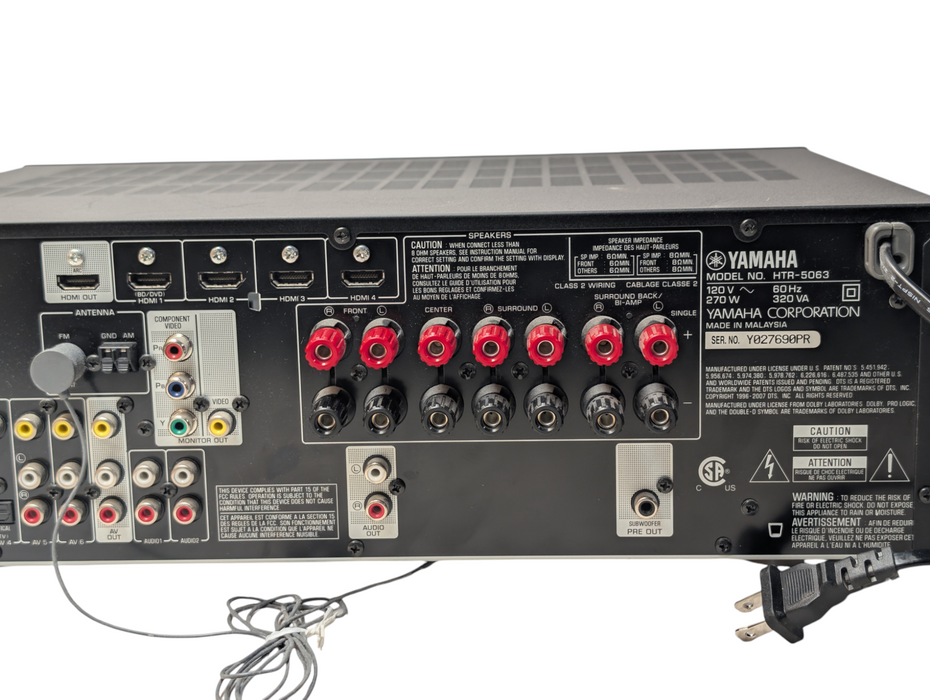 YAMAHA HTR-5063 4K HDMI Home Theater Surround Sound Receiverv -