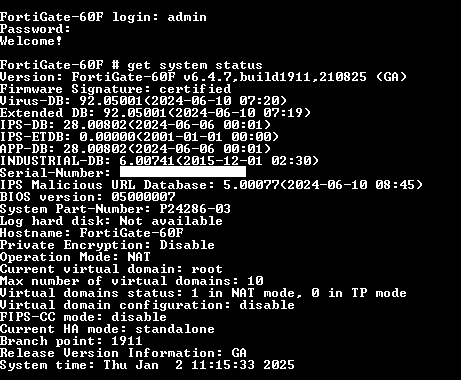 Fortinet Fortigate-60F FG-60F, Network Security Firewall, Factory Reset