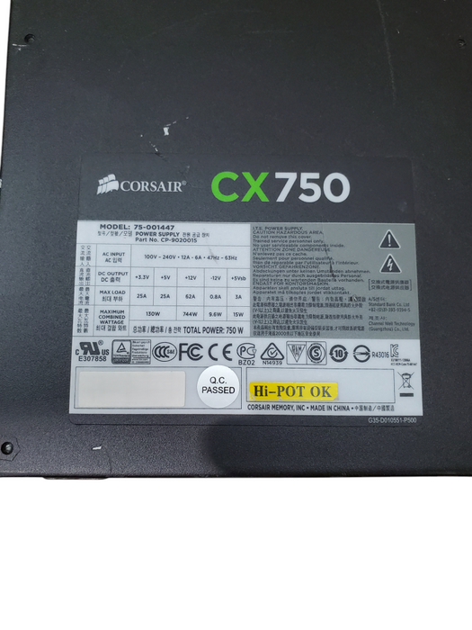 Corsair CX750 750W Desktop Power Supply - 75-001447