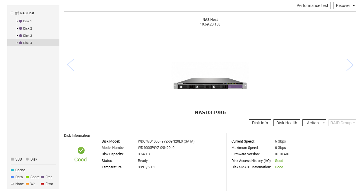 QNAP TS-469U-RP 1U 4 Bay NAS, 4x 4TB HDDs