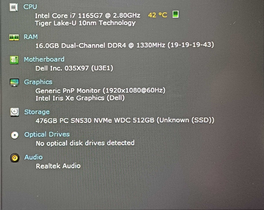 Dell Latitude 5420, i7-1165G7 2.80GHz, 16GB DDR4, 512GB NVMe, No AC Adapter  Lap200