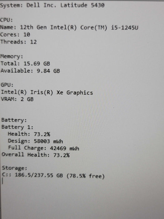 Dell Latitude 5430 i5-1245U 16GB RAM 256GB SSD READ β Lap200