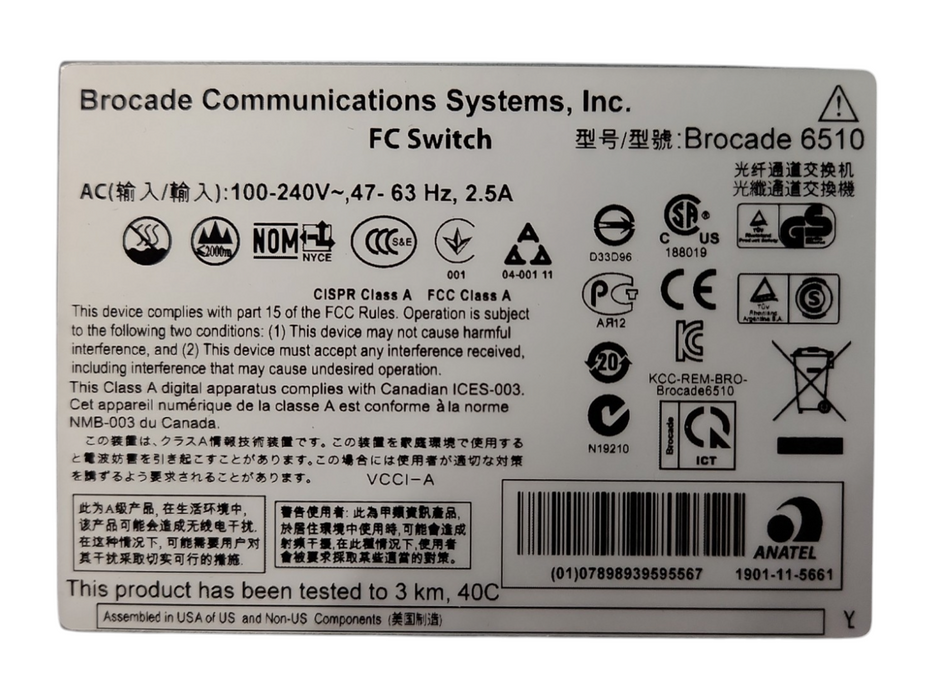 EMC DS-6510B BROCADE 6510 48-Port Fibre Channel Switch BR-6510-24-8G-R, READ