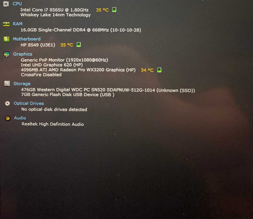 HP ZBook 15u G6 i7-8565U Radeon Pro WX3200 4GB GPU 16GB RAM 512GB SSD  Lap200