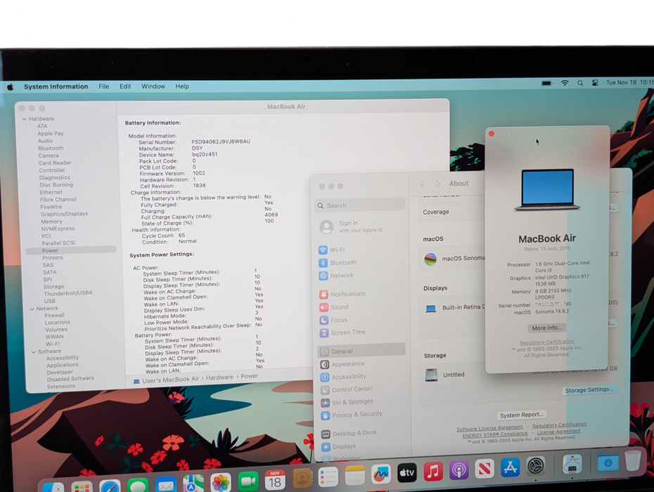 Apple MacBook Air Retina 2019 Intel i5-8210Y 8GB RAM 120GB Storage READ  -