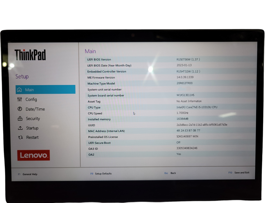 Lenovo ThinkPad L13 Yoga | Intel i5-10310U @1.70GHz, 16GB DDR4, 256GB NVMe Touch Q! Lap200