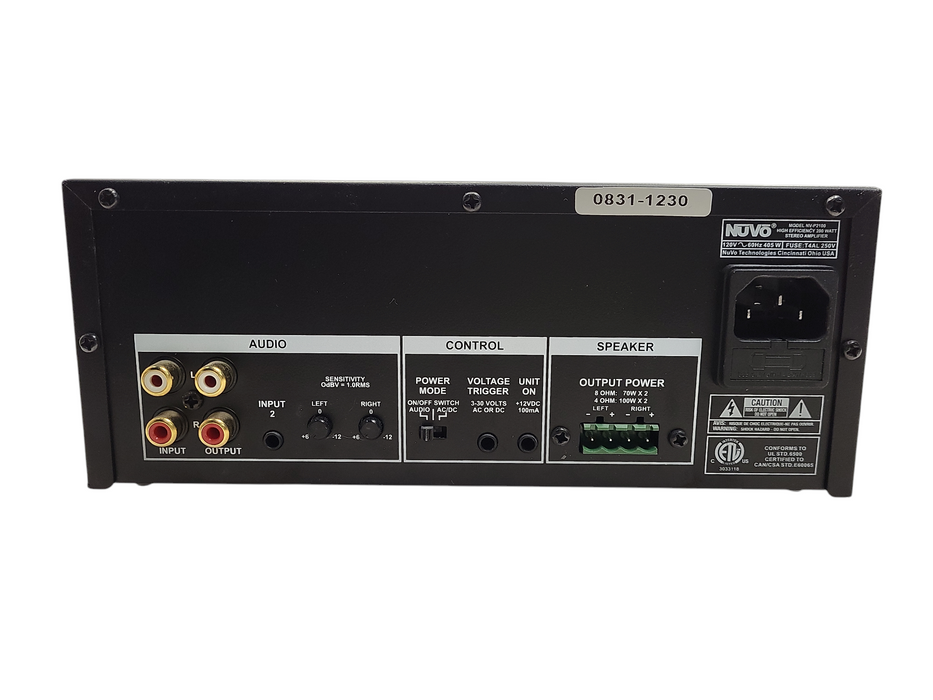 Nuvo NV-P2100 2 Channel 200 Watt Stereo Amplifier READ $