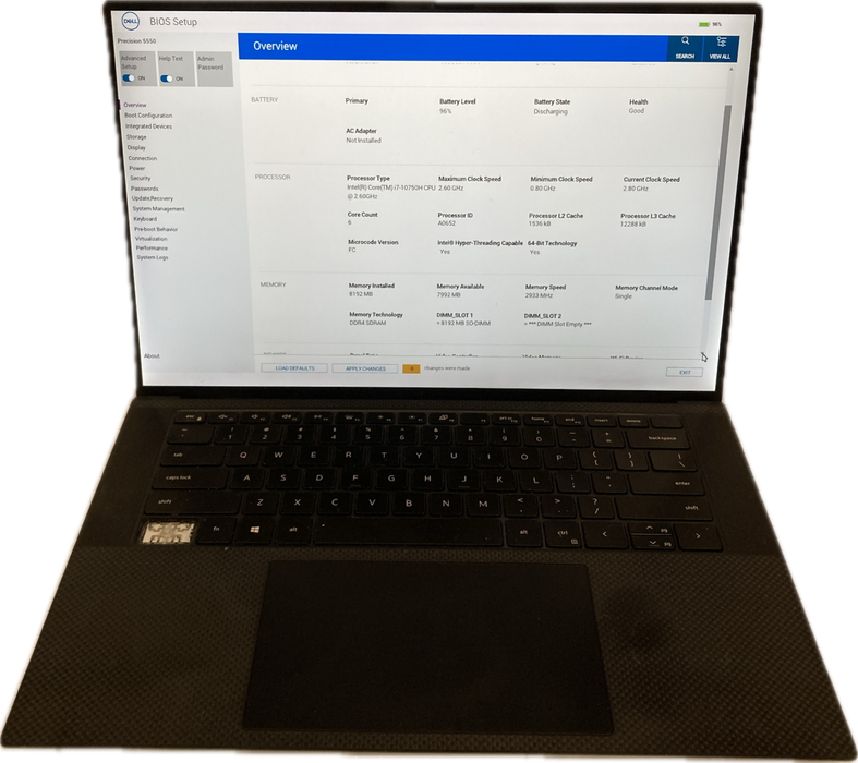 Dell Precision 5550 i7-10750H Missing Key For Parts/Repair READ!  Lap200