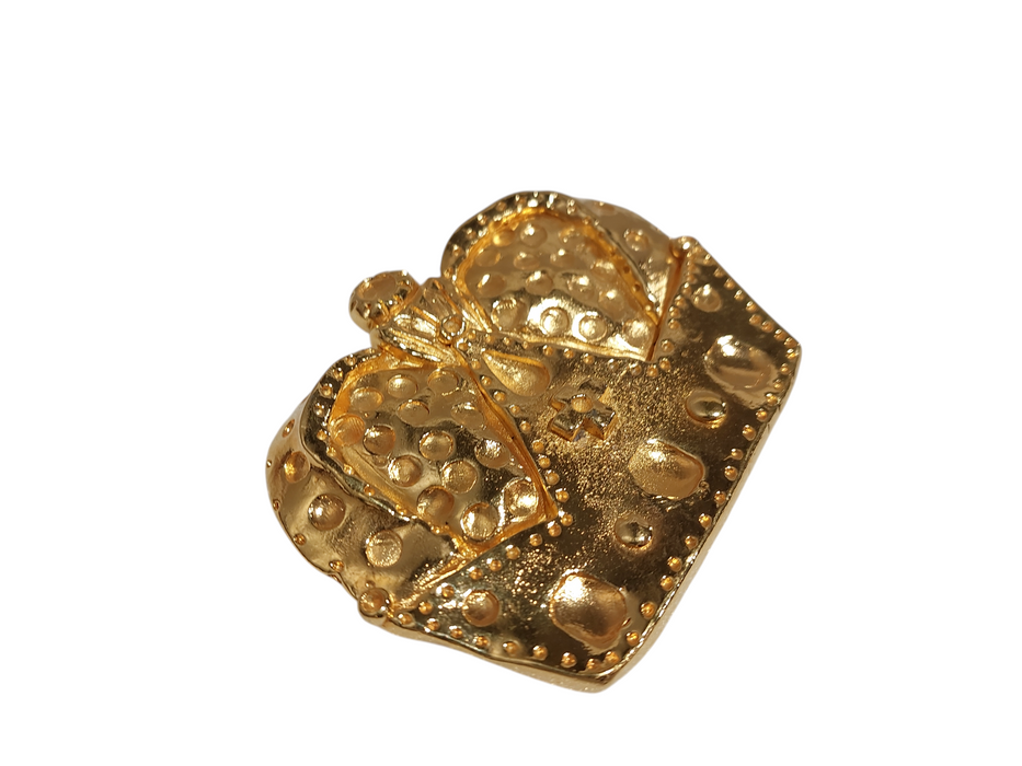 Vintage Rare Todd Oldham Unjeweled Crown Gold Belt Buckle  =
