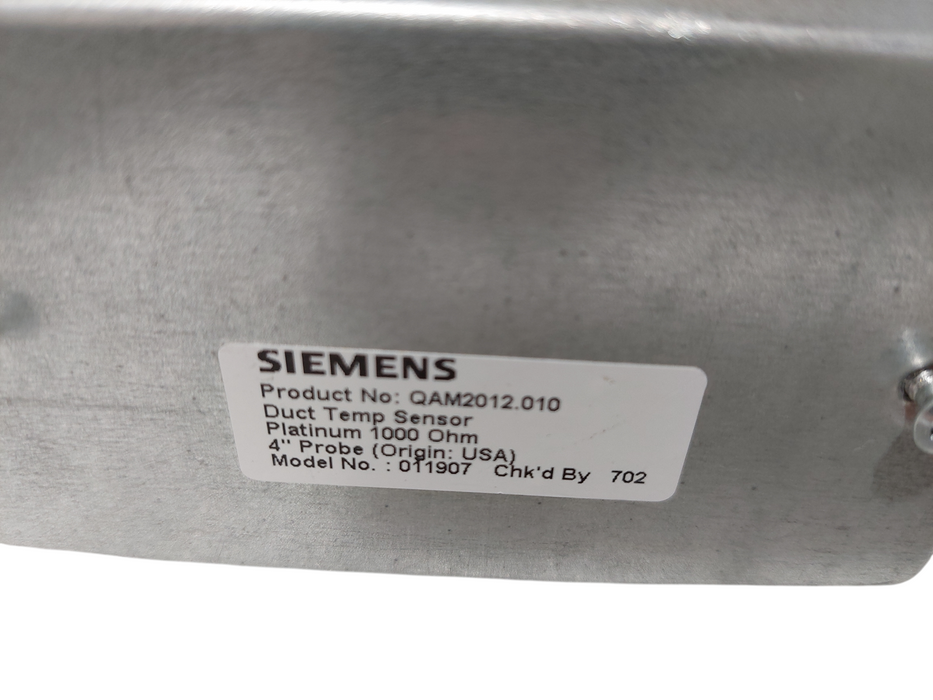 Siemens Duct Temp Sensor 4" Probe PN: QAM2012.010 MN: 011907 =