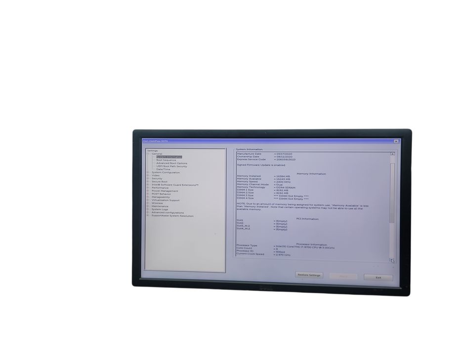 Dell OptiPlex 5070 SFF i7 - 9700 @ 3.00GHz 16GB DDR4 Ram No HDD  θ