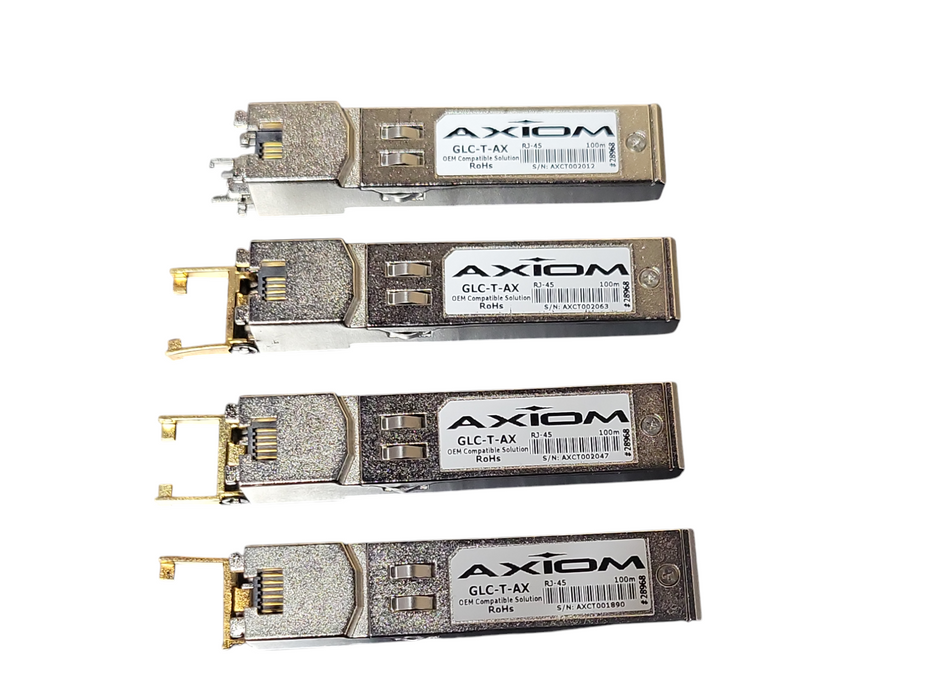 Lot of 4x Axiom GLC-T-AX SFP (mini-GBIC) transceiver modules, READ _